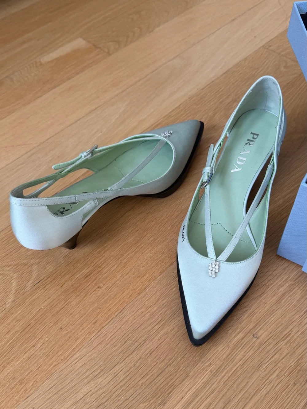 Prada Satin Pointed Slingback Pumps
